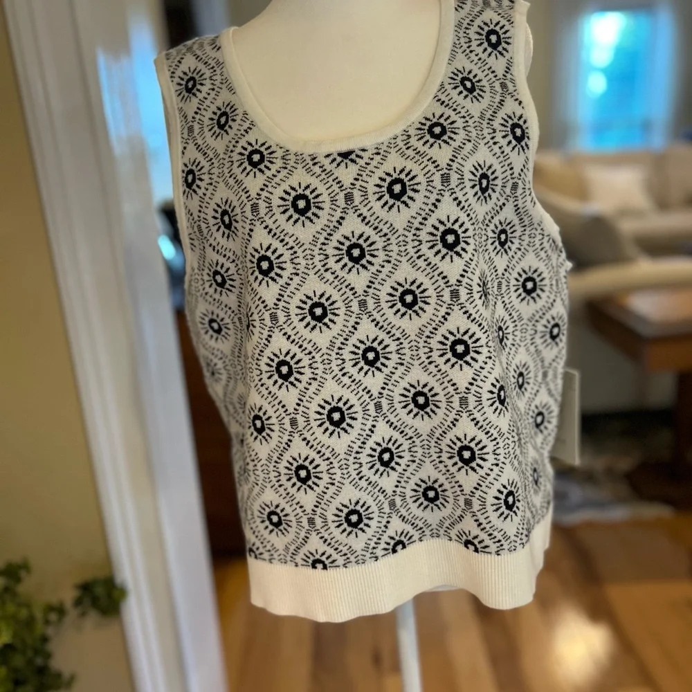 NWT Joie Black & White Patterned Soft Knit Tank Top Sweater
